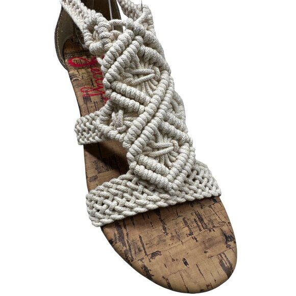 Jelly Pop Crochet Sandals Womens Size 5.5 Palermo Cork Sole Back Zipper Closure - Picture 5 of 9